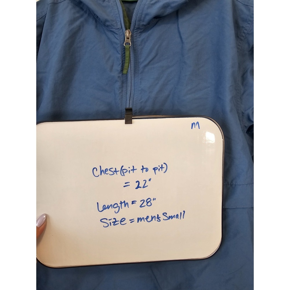 Vtg LL Bean Men's Small Jacket Hooded Nylon Anorak Pullover Hiking Blue - Picture 9 of 9